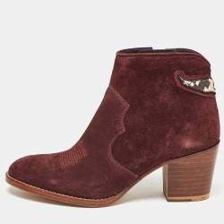 Zadiq & Voltaire Burgundy Suede Ankle Boots Size 36