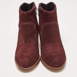 Zadiq & Voltaire Burgundy Suede Ankle Boots Size 36