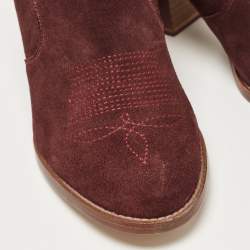 Zadiq & Voltaire Burgundy Suede Ankle Boots Size 36