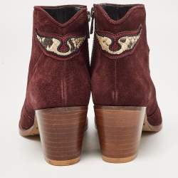 Zadiq & Voltaire Burgundy Suede Ankle Boots Size 36