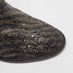 Zadig & Voltaire Black/Gold Glitter Molly Ankle Boots Size 36