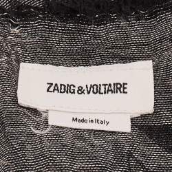 Pre Owned Zadig & Voltaire Monochrome Lettering Cotton Scarf