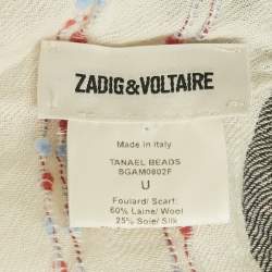 Pre Owned Zadig & Voltaire White Wool Blend Tanael Beads Scarf