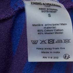 Pre Owned Zadig & Voltaire Blue/Purple Striped Jersey Regy T-Shirt S