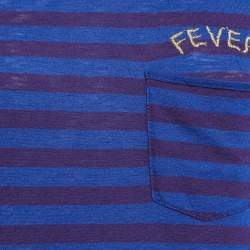 Pre Owned Zadig & Voltaire Blue/Purple Striped Jersey Regy T-Shirt S
