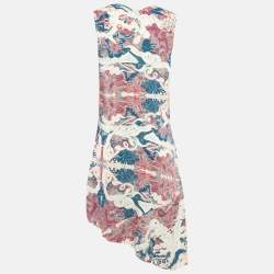 Pre Owned Zadig & Voltaire Pink Printed Crepe Asymmetric Root Midi Dress M