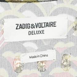 Pre Owned Zadig & Voltaire Multicolor Printed Fil-coupe Silk Roumi Long Dress S