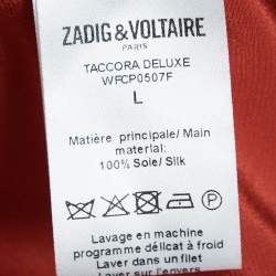Zadig & Voltaire Red Silk Ruffled Taccora Shirt L