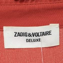 Zadig & Voltaire Red Silk Ruffled Taccora Shirt L