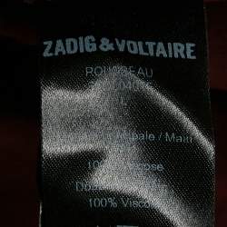 Pre Owned Zadig & Voltaire Burgundy Crepe Ruffled Short Dress L