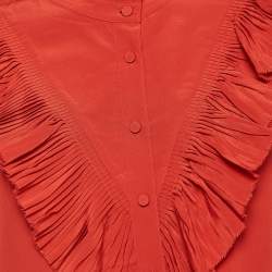 Zadig & Voltaire Red Silk Ruffled Taccora Blouse M