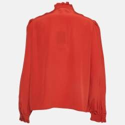 Zadig & Voltaire Red Silk Ruffled Taccora Blouse M