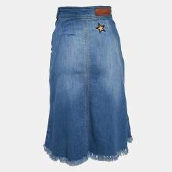 Zadig & Voltaire Blue Embroidred Denim Jamille Brode Deluxe Knee-Length Skirt S