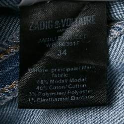 Zadig & Voltaire Blue Embroidred Denim Jamille Brode Deluxe Knee-Length Skirt S