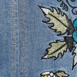 Zadig & Voltaire Blue Embroidred Denim Jamille Brode Deluxe Knee-Length Skirt S