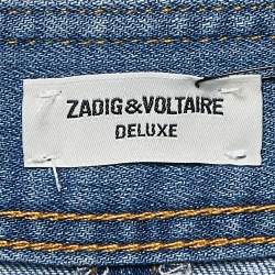 Zadig & Voltaire Blue Embroidred Denim Jamille Brode Deluxe Knee-Length Skirt S