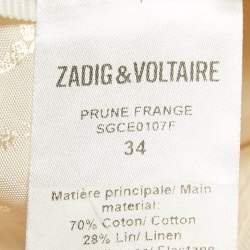 Zadig & Voltaire White Cotton Prune Frange Pants S