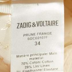 Zadig & Voltaire White Cotton Prune Frange Pants S