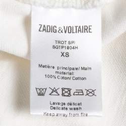 Pre Owned Zadig & Voltaire White Cotton Badge Detail Polo T-Shirt XS
