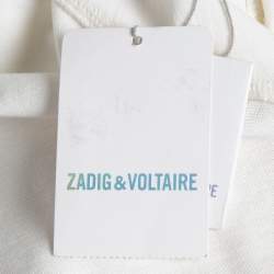 Pre Owned Zadig & Voltaire White Cotton Badge Detail Polo T-Shirt XS