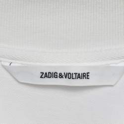 Pre Owned Zadig & Voltaire White Cotton Badge Detail Polo T-Shirt XS