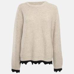 Zadig & Voltaire Beige Wool Knit Raw Hem Liam Sweater L
