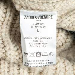 Zadig & Voltaire Beige Wool Knit Raw Hem Liam Sweater L