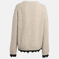 Zadig & Voltaire Beige Wool Knit Raw Hem Liam Sweater L