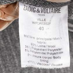 Zadig & Voltaire Grey Striped Wool Blend Judo Style Ville Jacket M