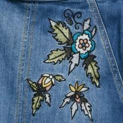 Zadig & Voltaire Blue Applique Denim Raw Edge Midi Skirt S