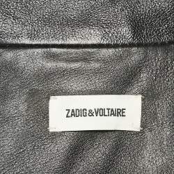 Zadig & Voltaire Black Painted Leather Kawai Biker Jacket XS
