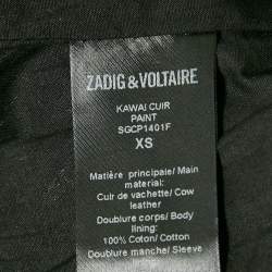 Zadig & Voltaire Black Painted Leather Kawai Biker Jacket XS