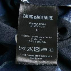مملوكة مسبقًا Zadig & Voltaire Navy Blue Silk Roka Dots Mini Dress L