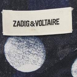 مملوكة مسبقًا Zadig & Voltaire Navy Blue Silk Roka Dots Mini Dress L