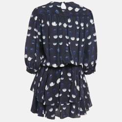 مملوكة مسبقًا Zadig & Voltaire Navy Blue Silk Roka Dots Mini Dress L