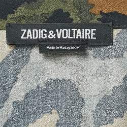 Pre Owned Zadig & Voltaire Military Green Printed Viscose Remo Leo Mini Dress L
