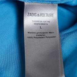 Zadig & Voltaire Blue Satin Ruffled Top and Pants Set L