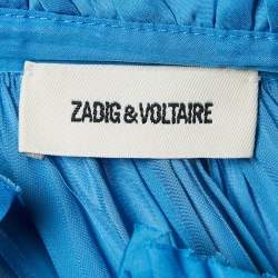 Zadig & Voltaire Blue Satin Ruffled Top and Pants Set L