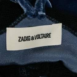 Zadig & Voltaire Blue Velvet Lace Trimmed Top Skirt Set M