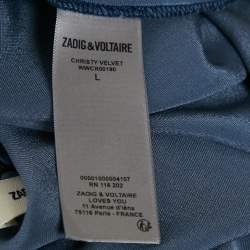 Zadig & Voltaire Blue Velvet Lace Trimmed Top Skirt Set M