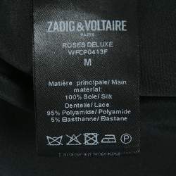 Pre Owned Zadig & Voltaire Black Lace Trim and Silk Midi Slip Dress M