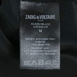 Pre Owned Zadig & Voltaire Black Lace Trim and Silk Midi Slip Dress M