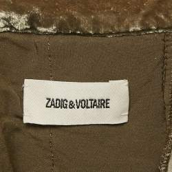 Pre Owned Zadig & Voltaire Green Lace Trim Joslin Velvet High-Low Midi Skirt M