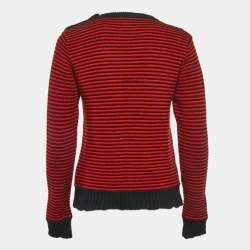 Zadig & Voltaire Red/Blue Stripe Wool Knit Crewneck Sweater XS