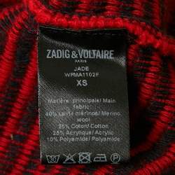 Zadig & Voltaire Red/Blue Stripe Wool Knit Crewneck Sweater XS