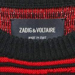 Zadig & Voltaire Red/Blue Stripe Wool Knit Crewneck Sweater XS