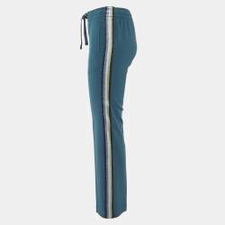 Pre Owned Zadig & Voltaire Teal Blue Crepe Lurex Trim Pomy Trousers S