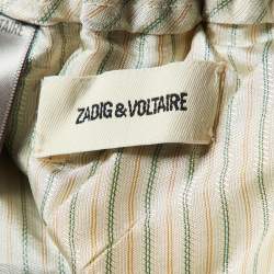 Pre Owned Zadig & Voltaire Teal Blue Crepe Lurex Trim Pomy Trousers S