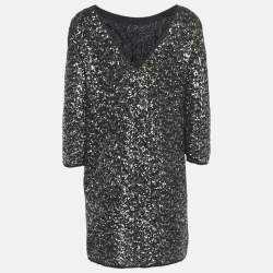 Pre Owned Zadig & Voltaire Deluxe Black/Gold Sequin Rousse Mini Dress M