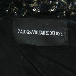 Pre Owned Zadig & Voltaire Deluxe Black/Gold Sequin Rousse Mini Dress M